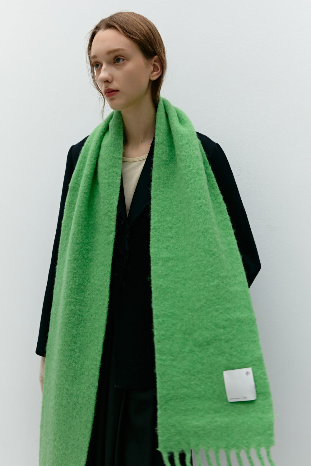 Chunky Mohair Scarf Solid_Green apple