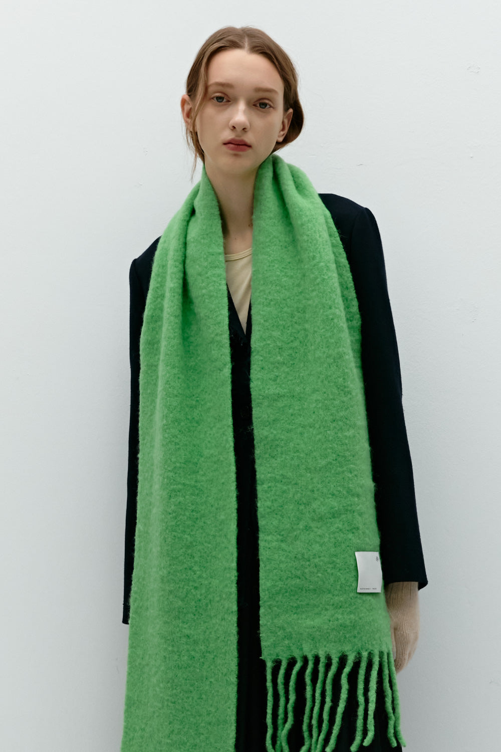 Chunky Mohair Scarf Solid_Green apple