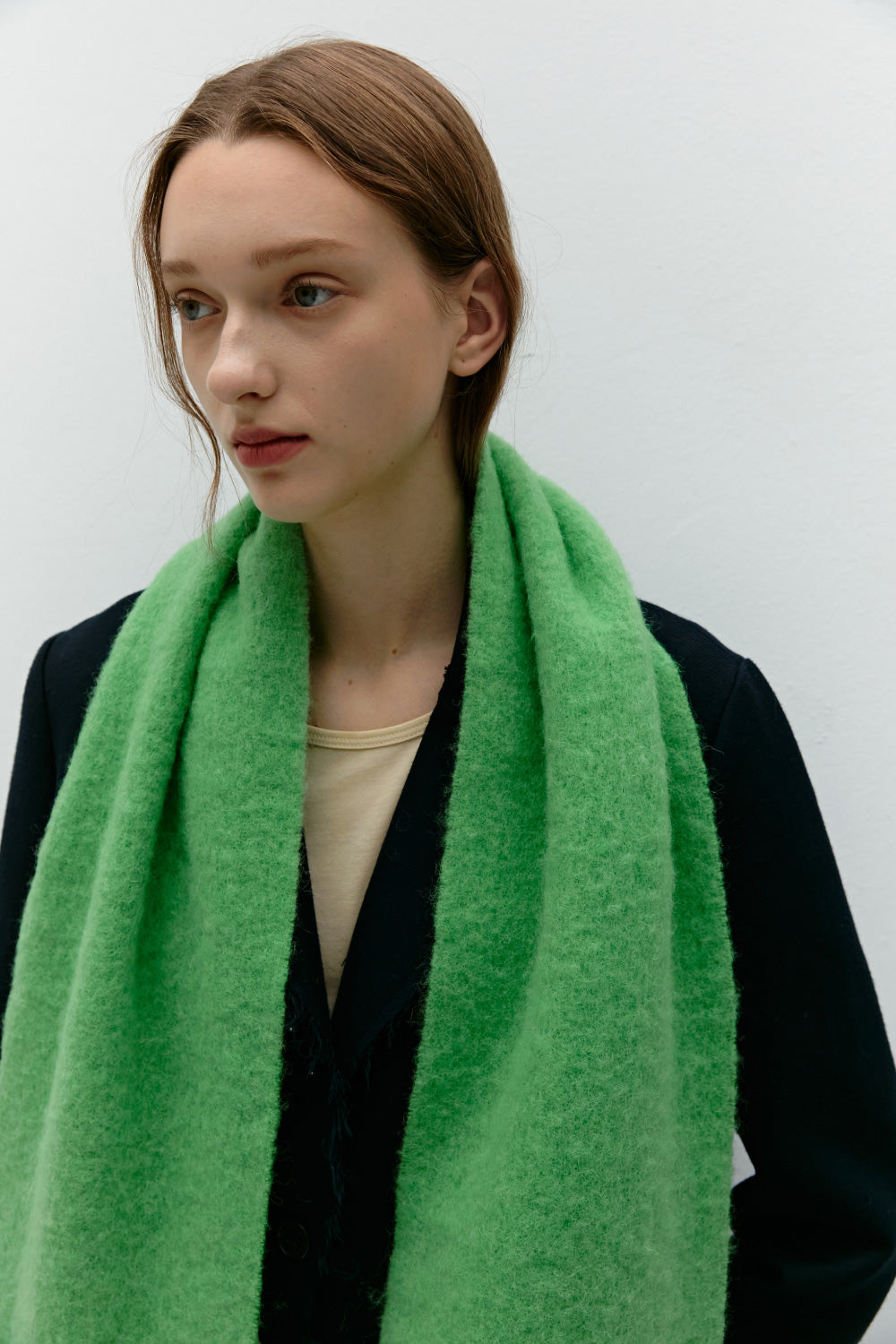 Chunky Mohair Scarf Solid_Green apple