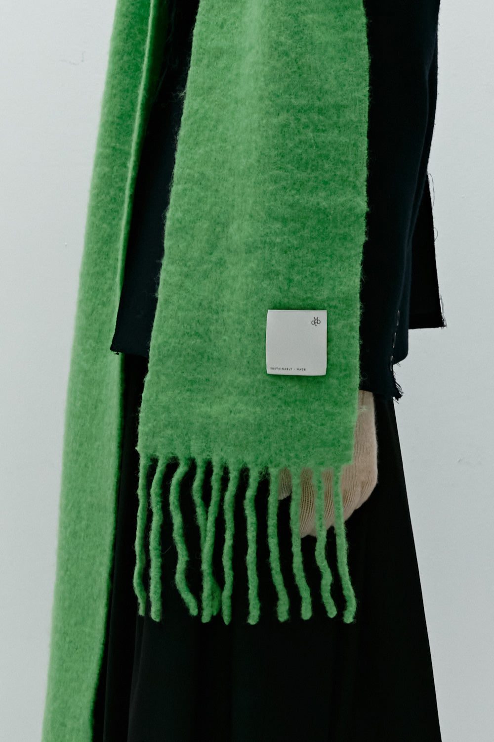 Chunky Mohair Scarf Solid_Green apple