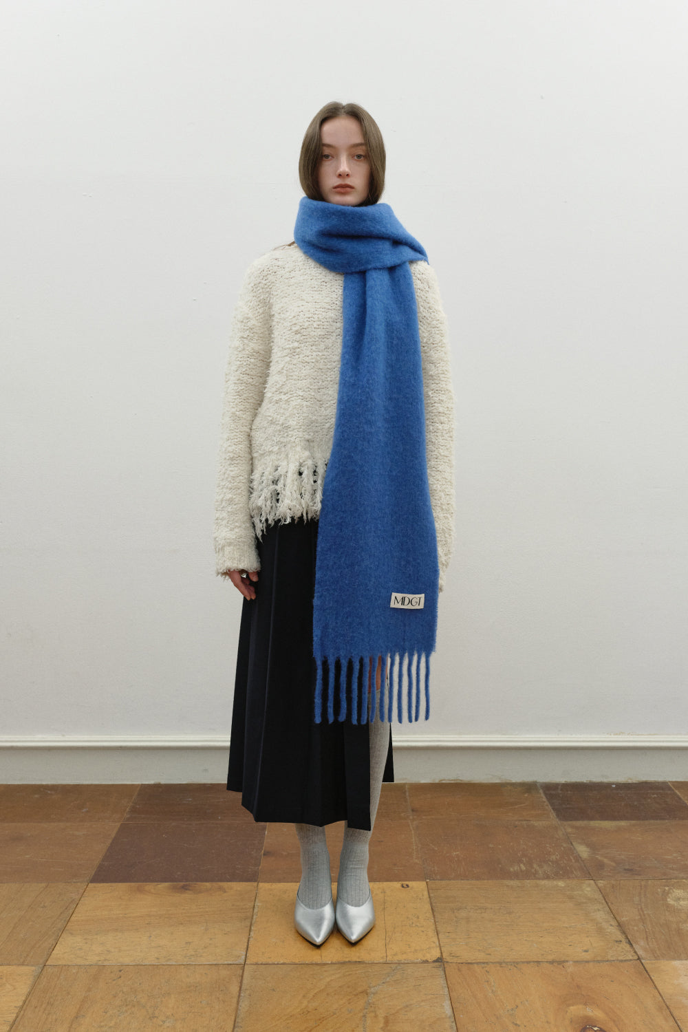 Chunky Mohair Scarf Solid_Blue