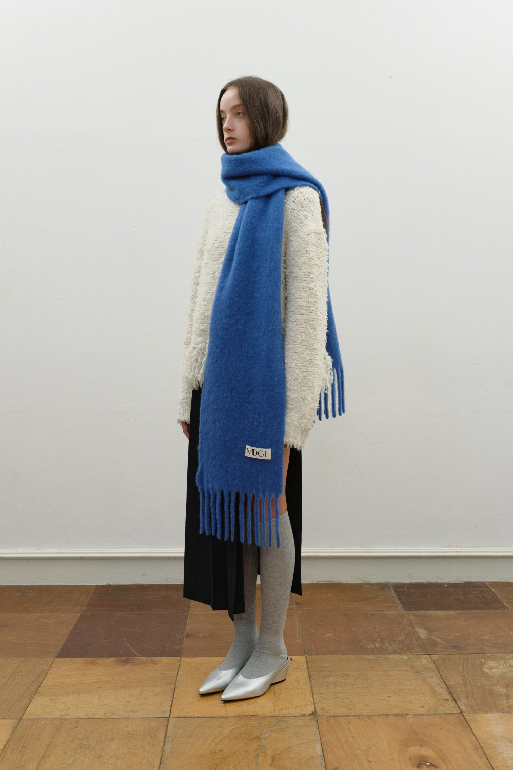 Chunky Mohair Scarf Solid_Blue