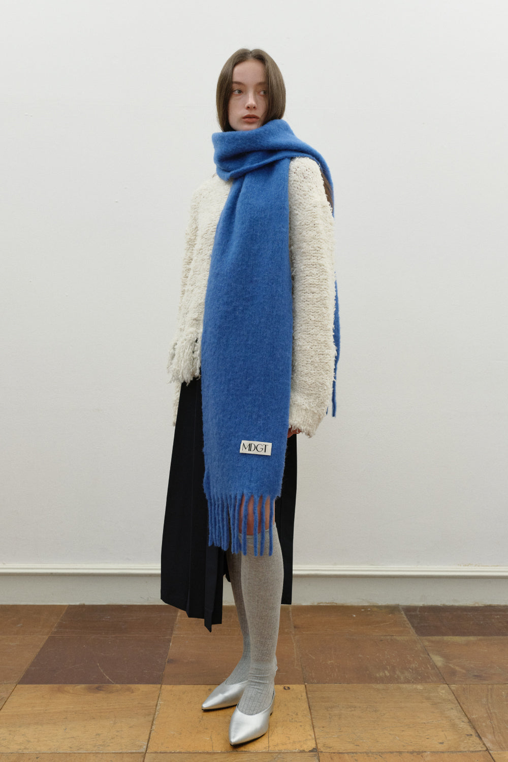 Chunky Mohair Scarf Solid_Blue