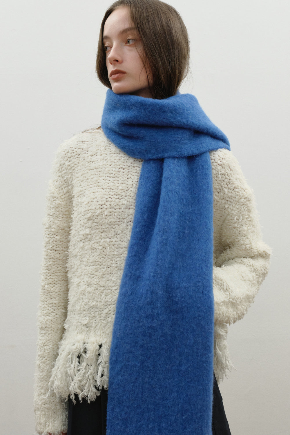 Chunky Mohair Scarf Solid_Blue