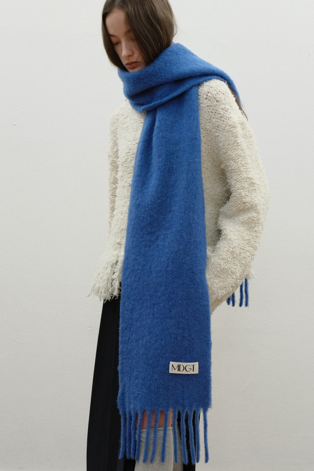 Chunky Mohair Scarf Solid_Blue