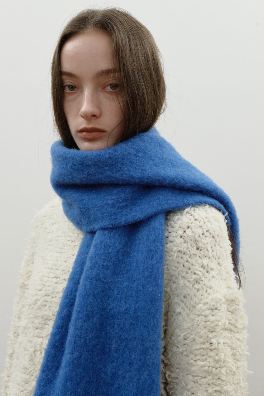 Chunky Mohair Scarf Solid_Blue