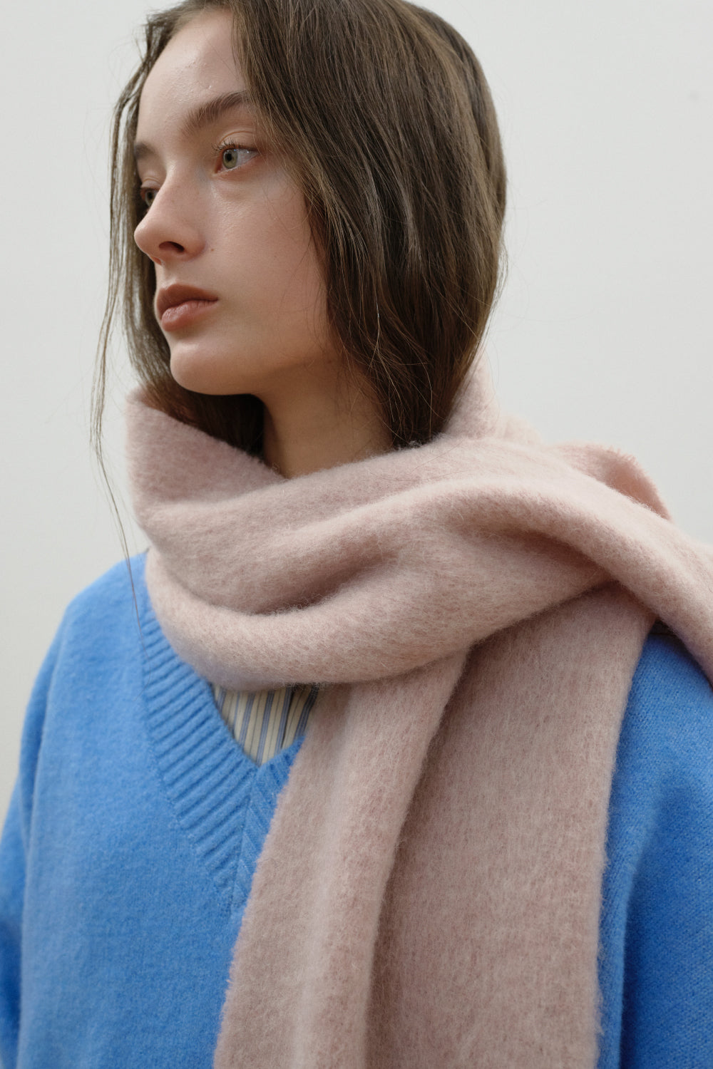 Chunky Mohair Scarf Solid_Dusty pink