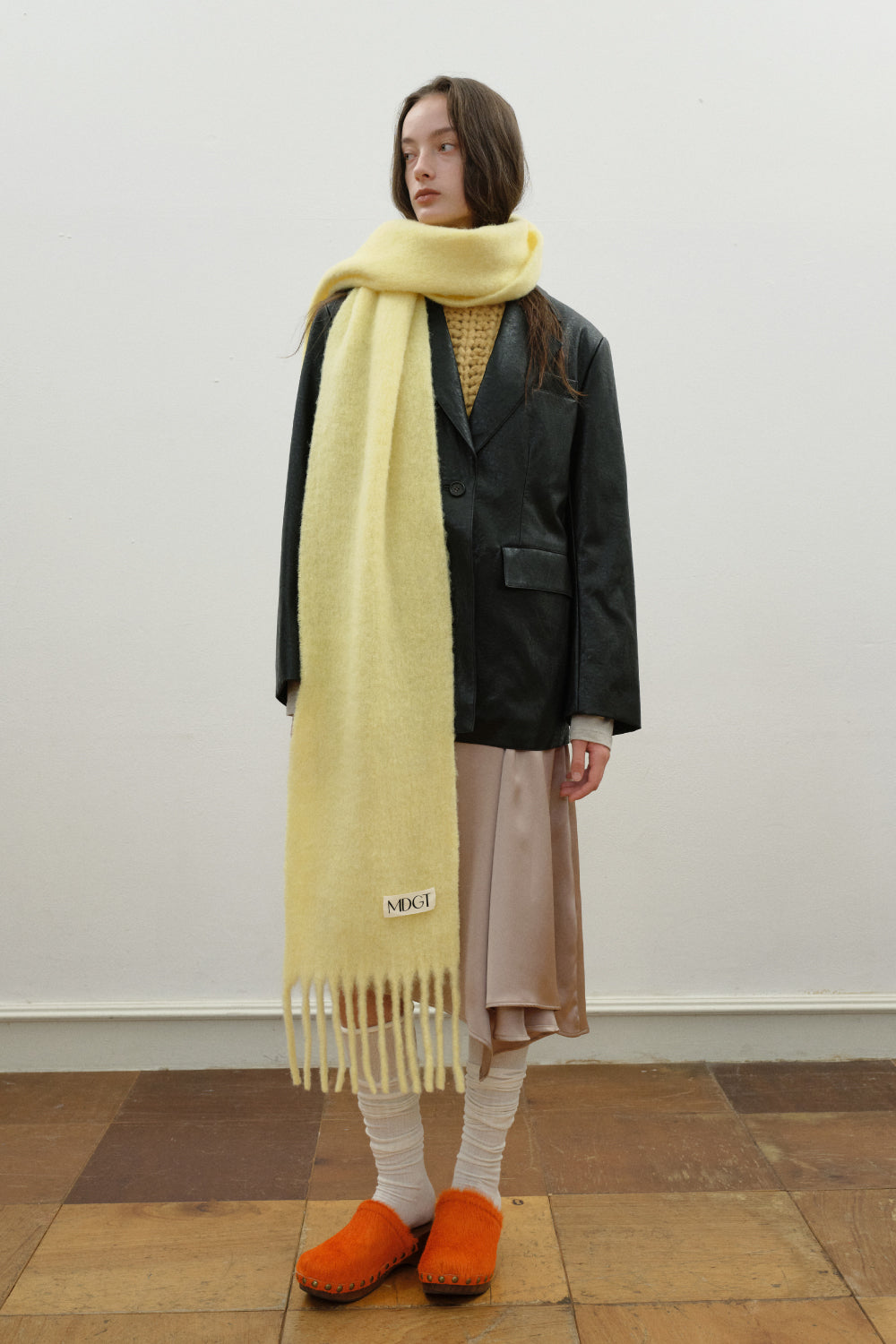 Chunky Mohair Scarf Solid_Lemon