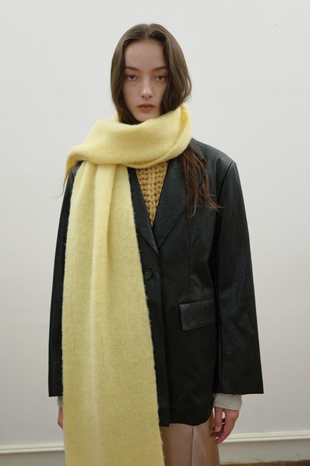 Chunky Mohair Scarf Solid_Lemon