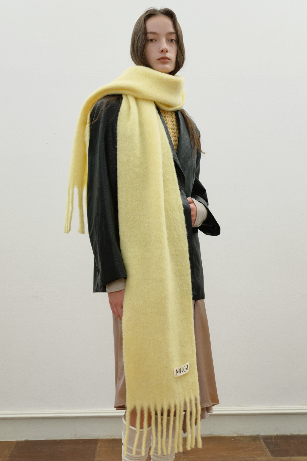 Chunky Mohair Scarf Solid_Lemon