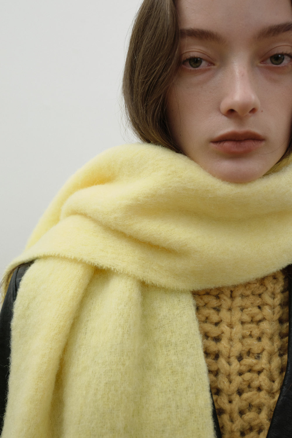 Chunky Mohair Scarf Solid_Lemon