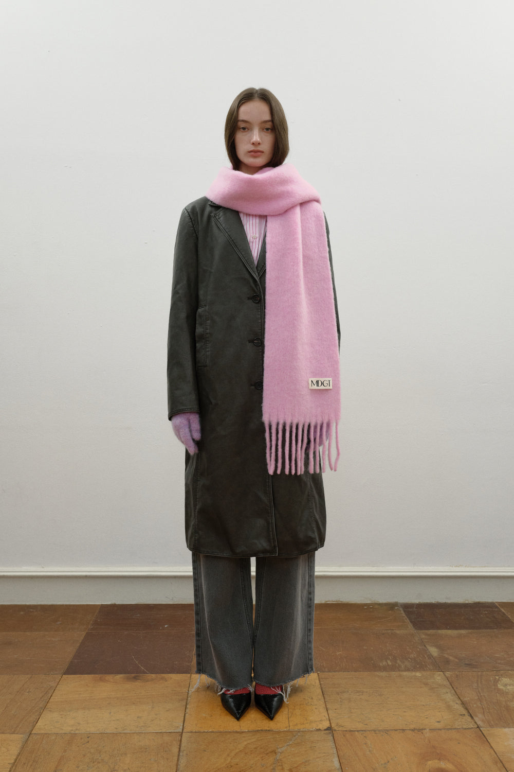 Chunky Mohair Scarf Solid_Pink