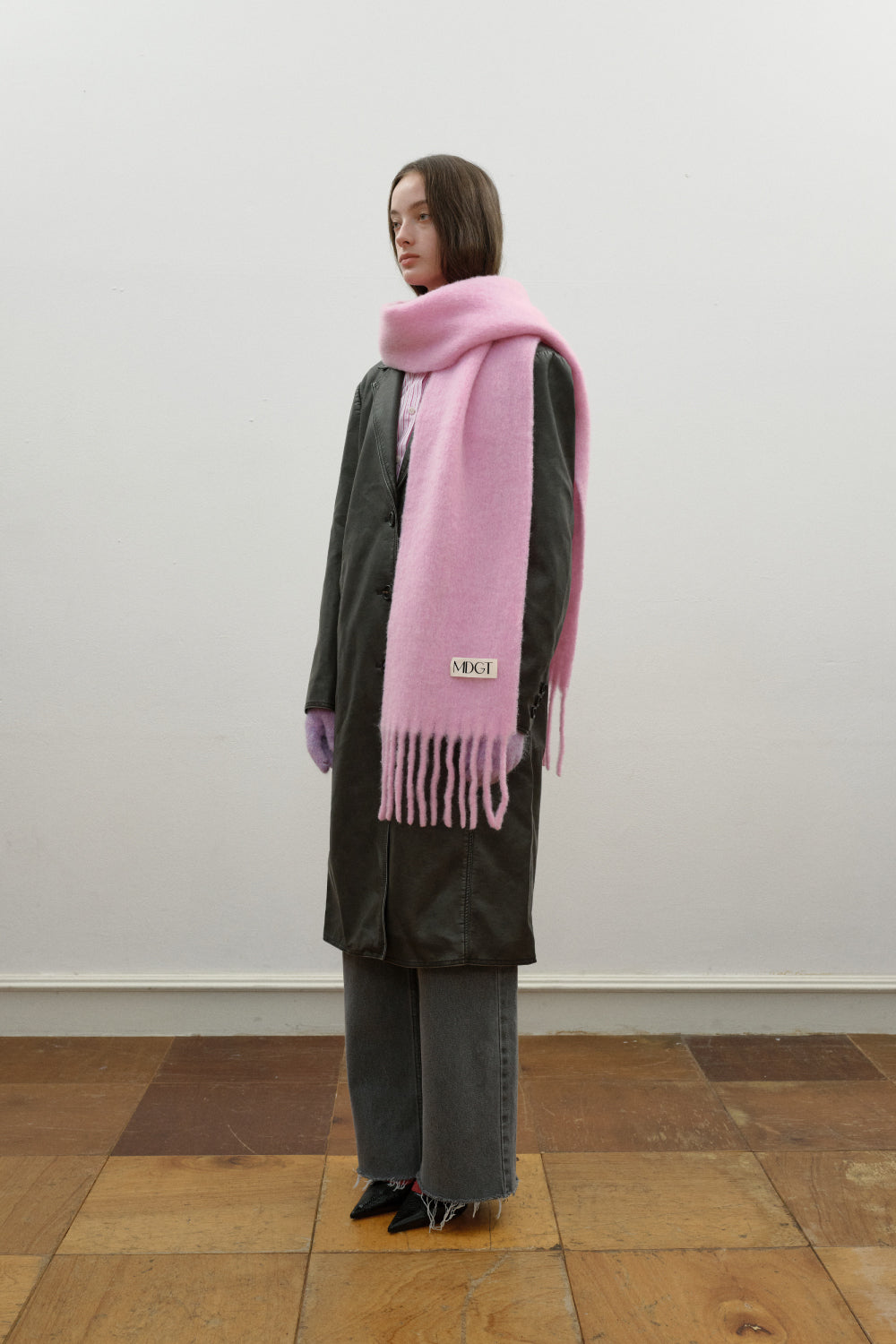 Chunky Mohair Scarf Solid_Pink