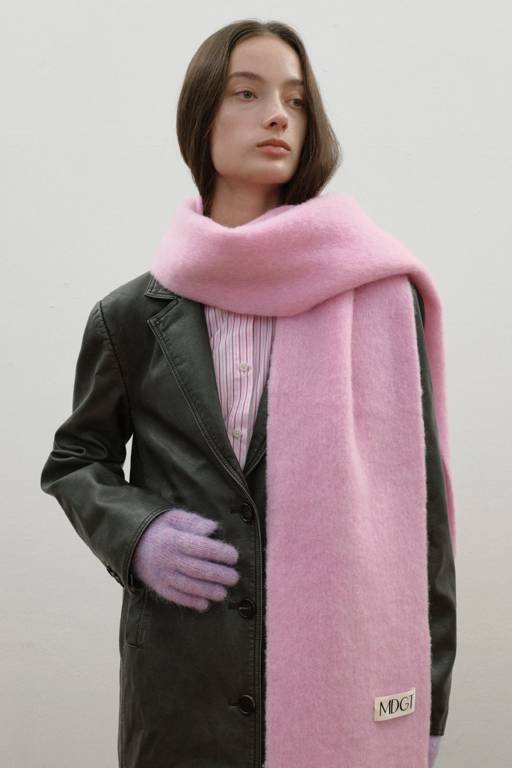 Chunky Mohair Scarf Solid_Pink