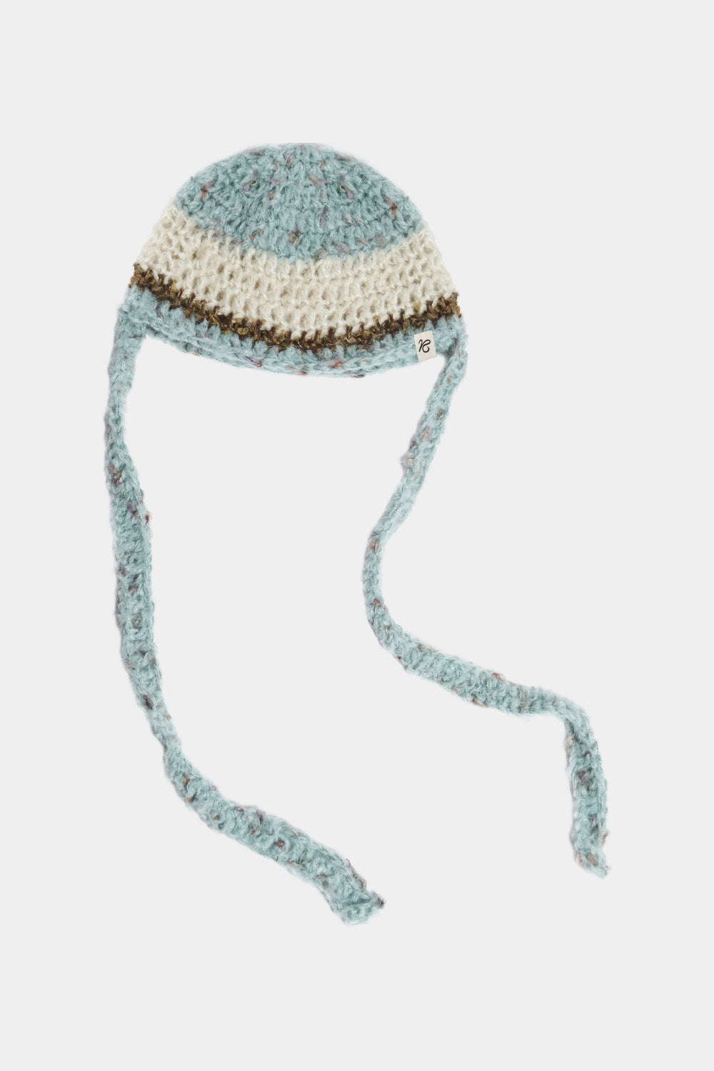 Mohair Crochet Beanie_Mint, Ivory