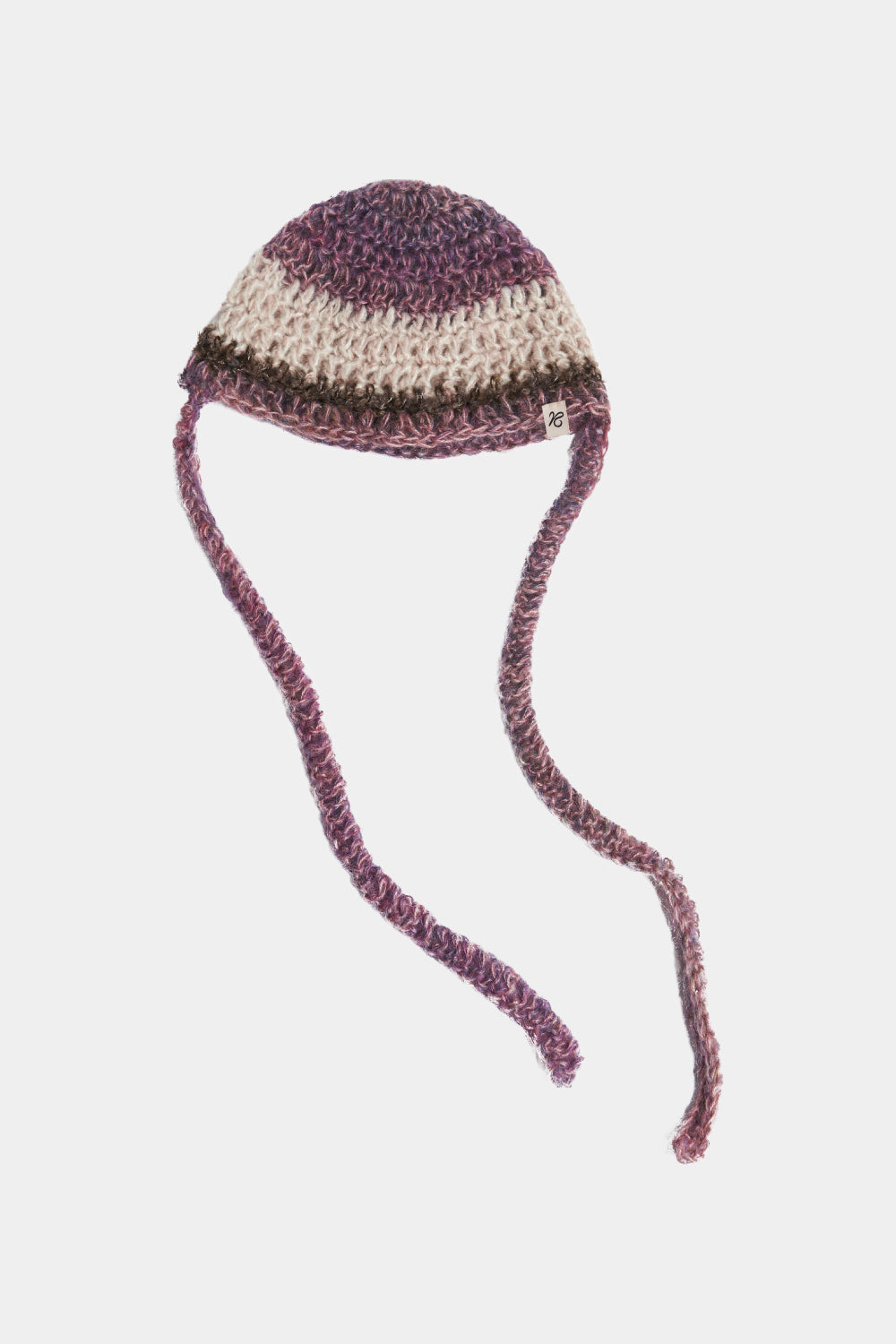 Mohair Crochet Beanie_Plum, Baby pink