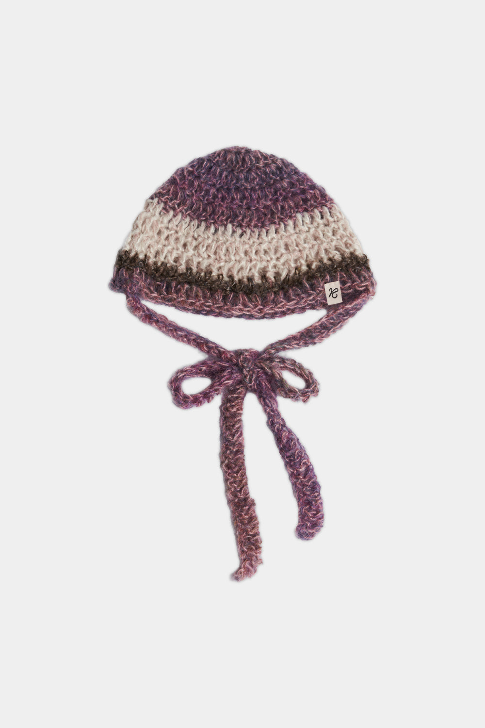 Mohair Crochet Beanie_Plum, Baby pink