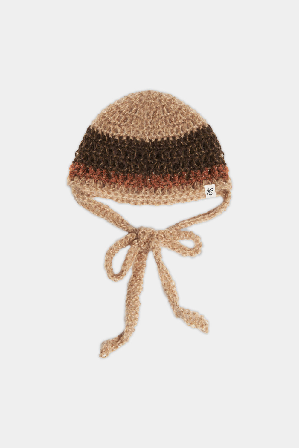 Mohair Crochet Beanie_Yellow, Brown