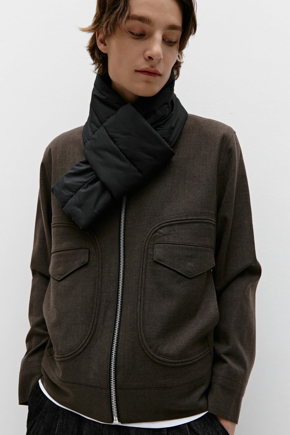 Quilting Knit Scarf_Black