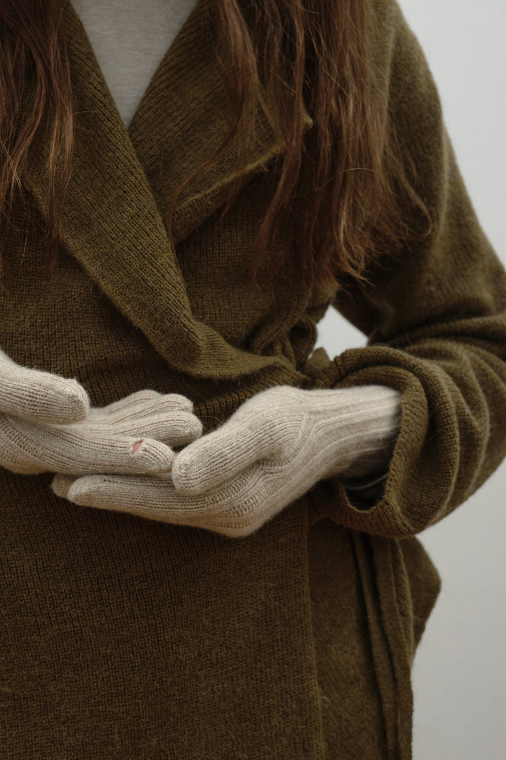 Textured Touch Gloves_Melange Beige