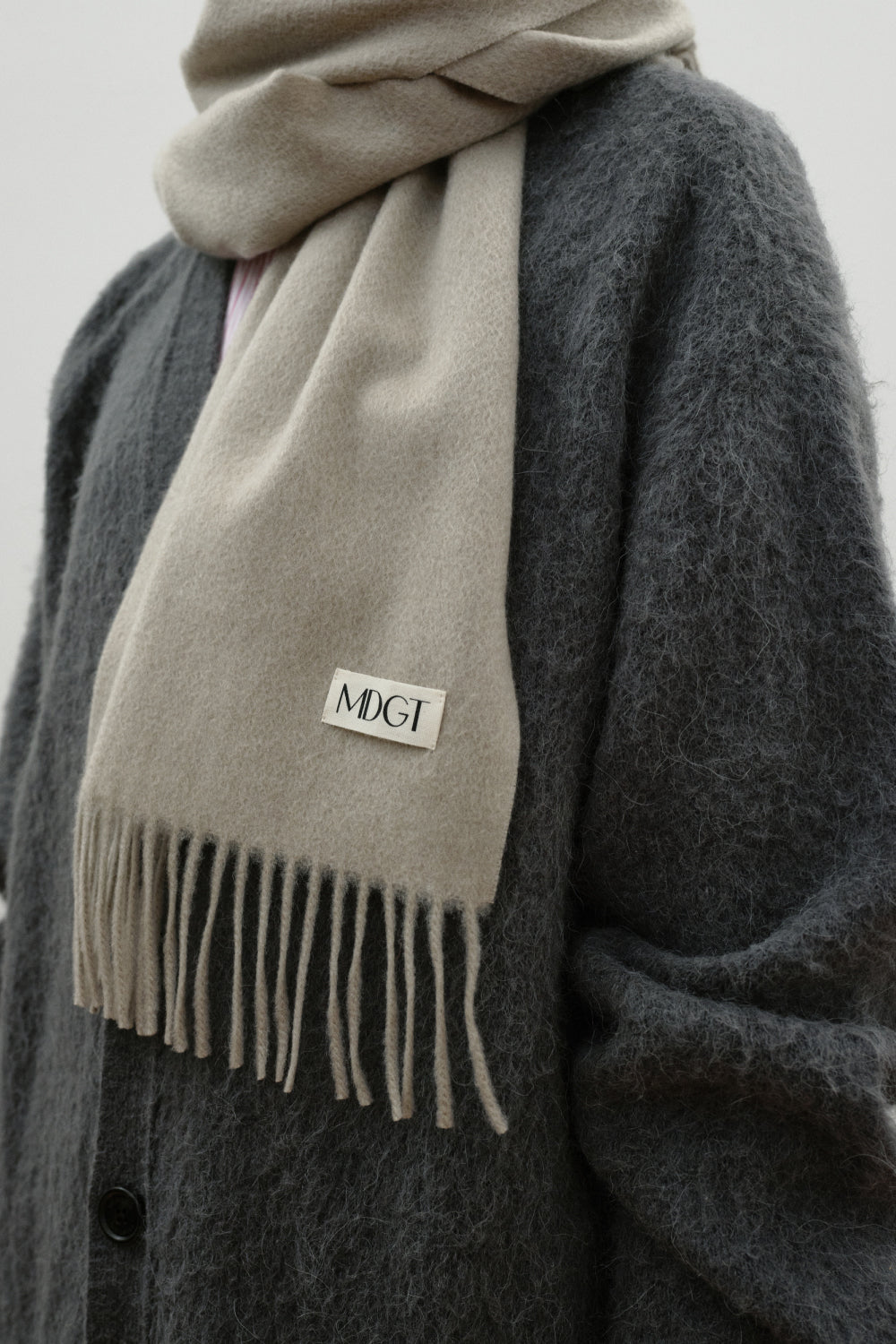 Woven Cashmere Scarf Solid_Beige