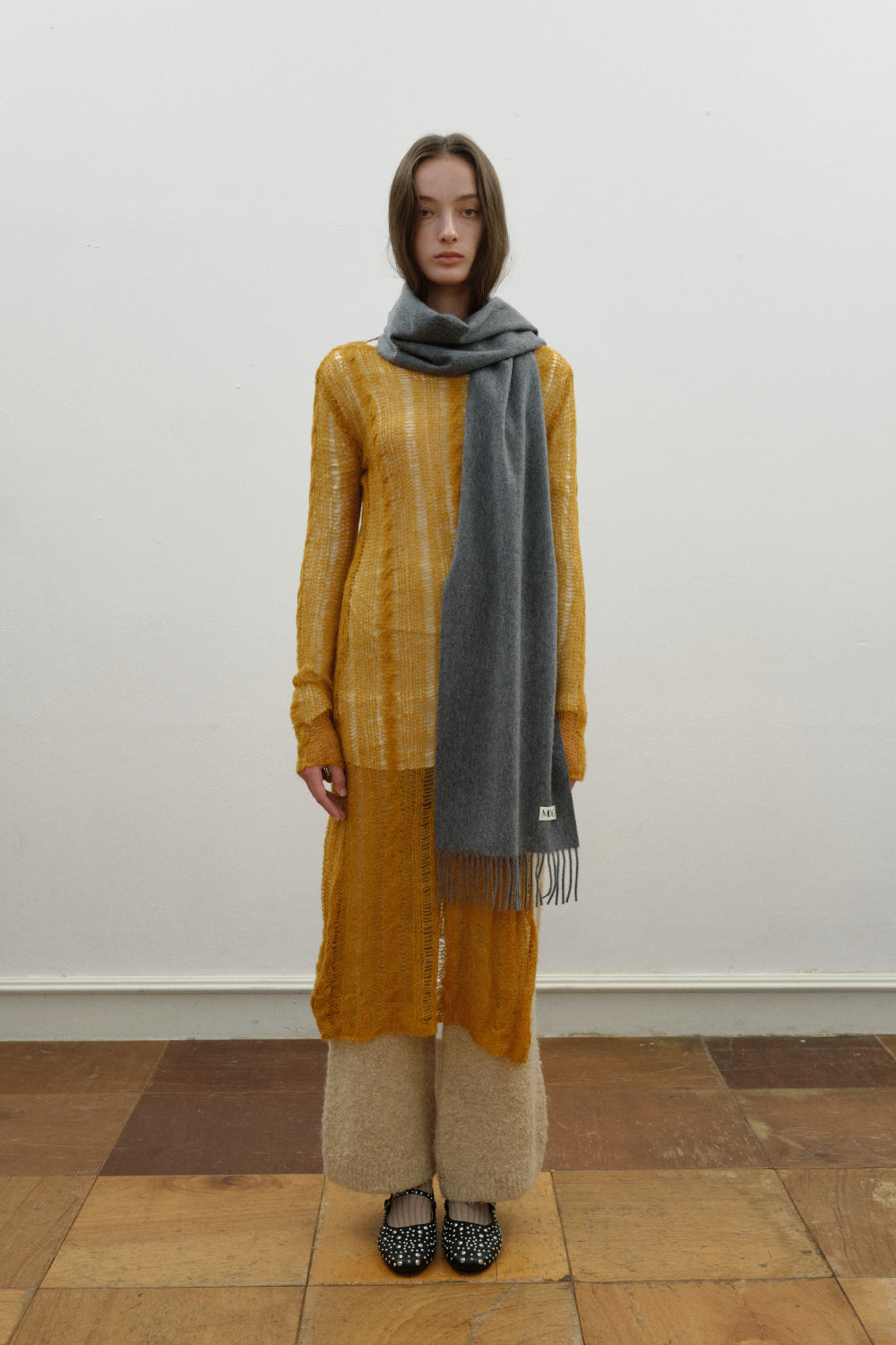 Woven Cashmere Scarf Solid_Grey