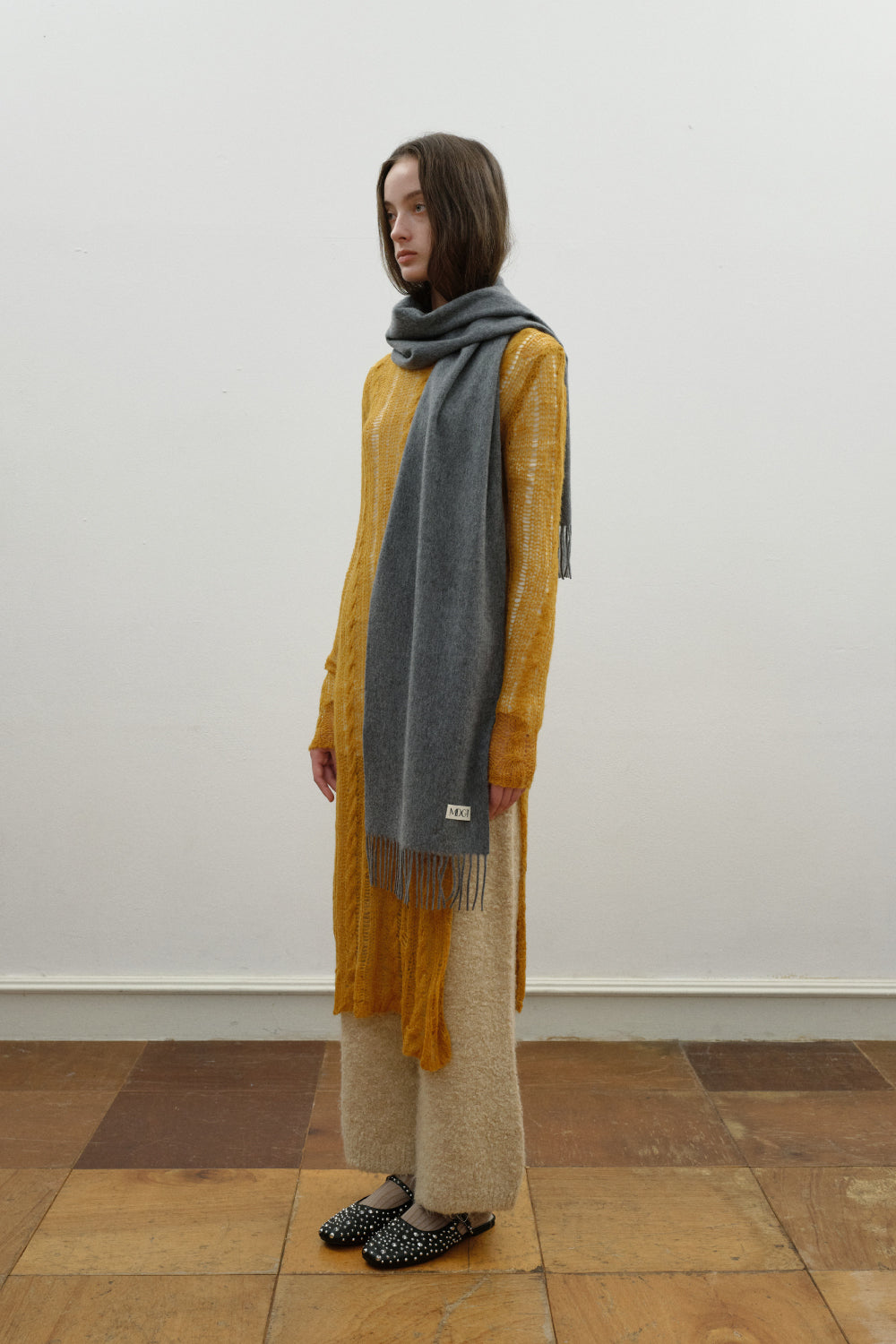 Woven Cashmere Scarf Solid_Grey