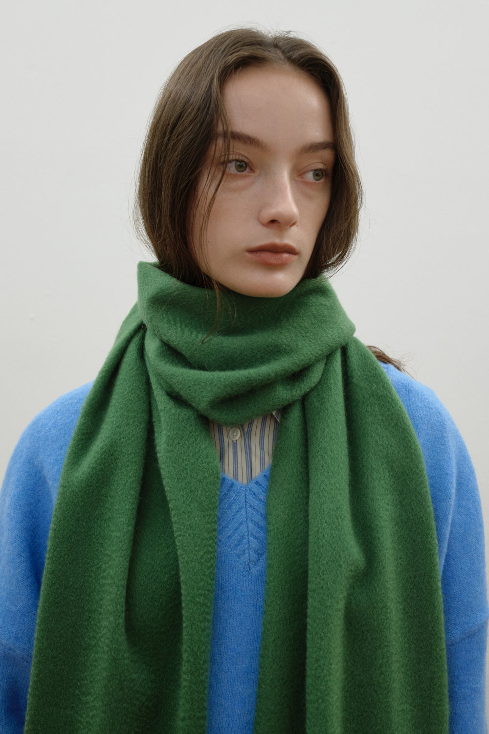 Woven Cashmere Scarf Solid_Green