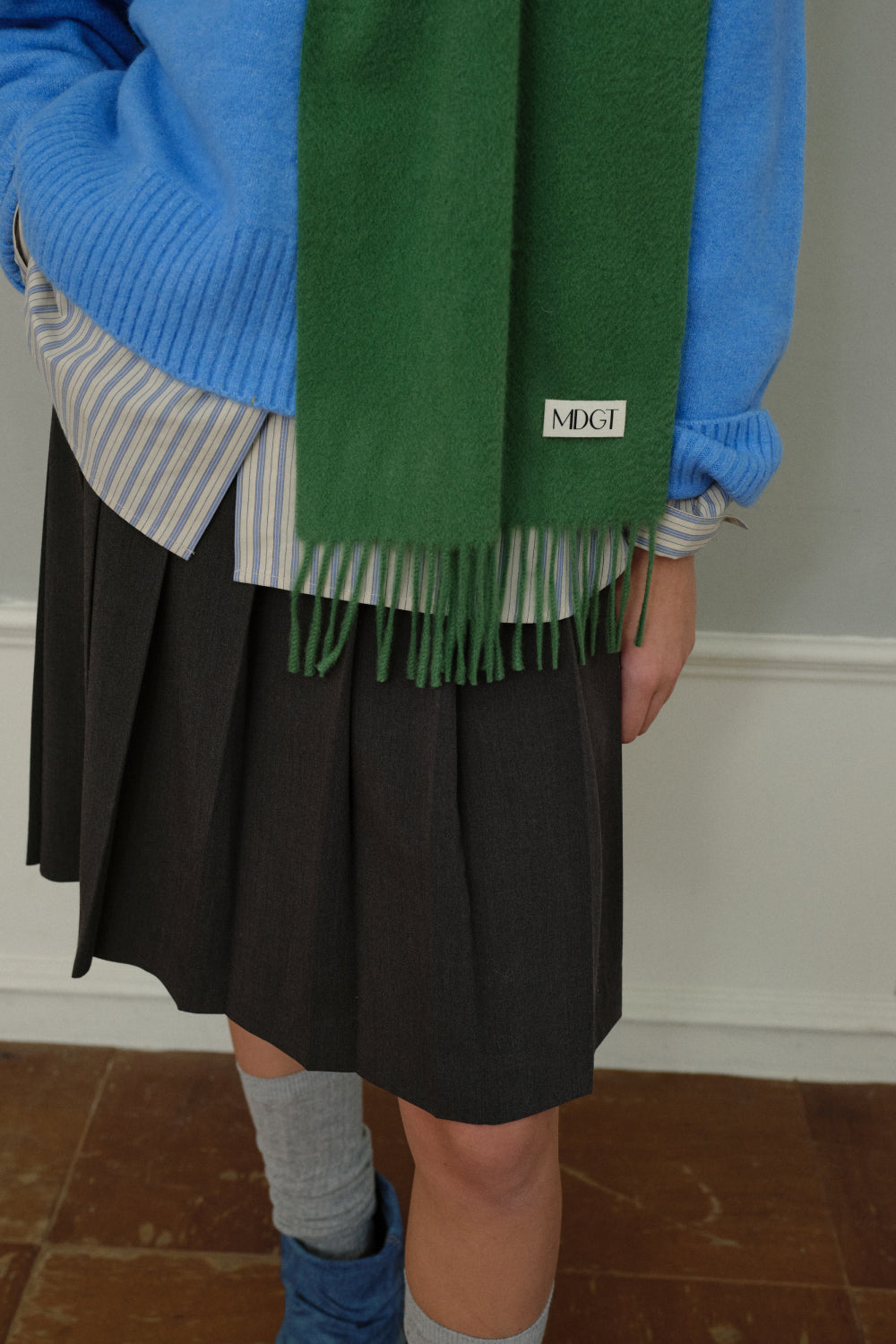 Woven Cashmere Scarf Solid_Green