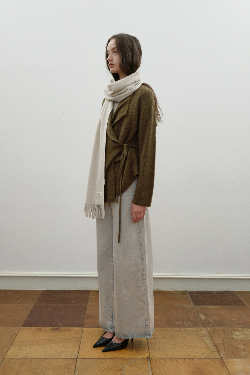 Woven Cashmere Scarf Solid_Ivory