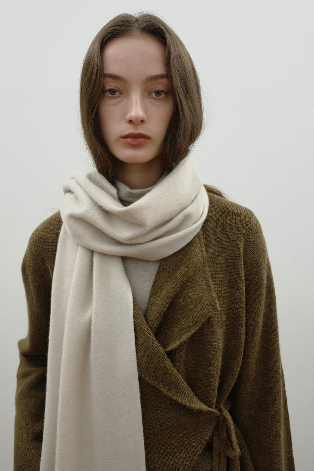 Woven Cashmere Scarf Solid_Ivory