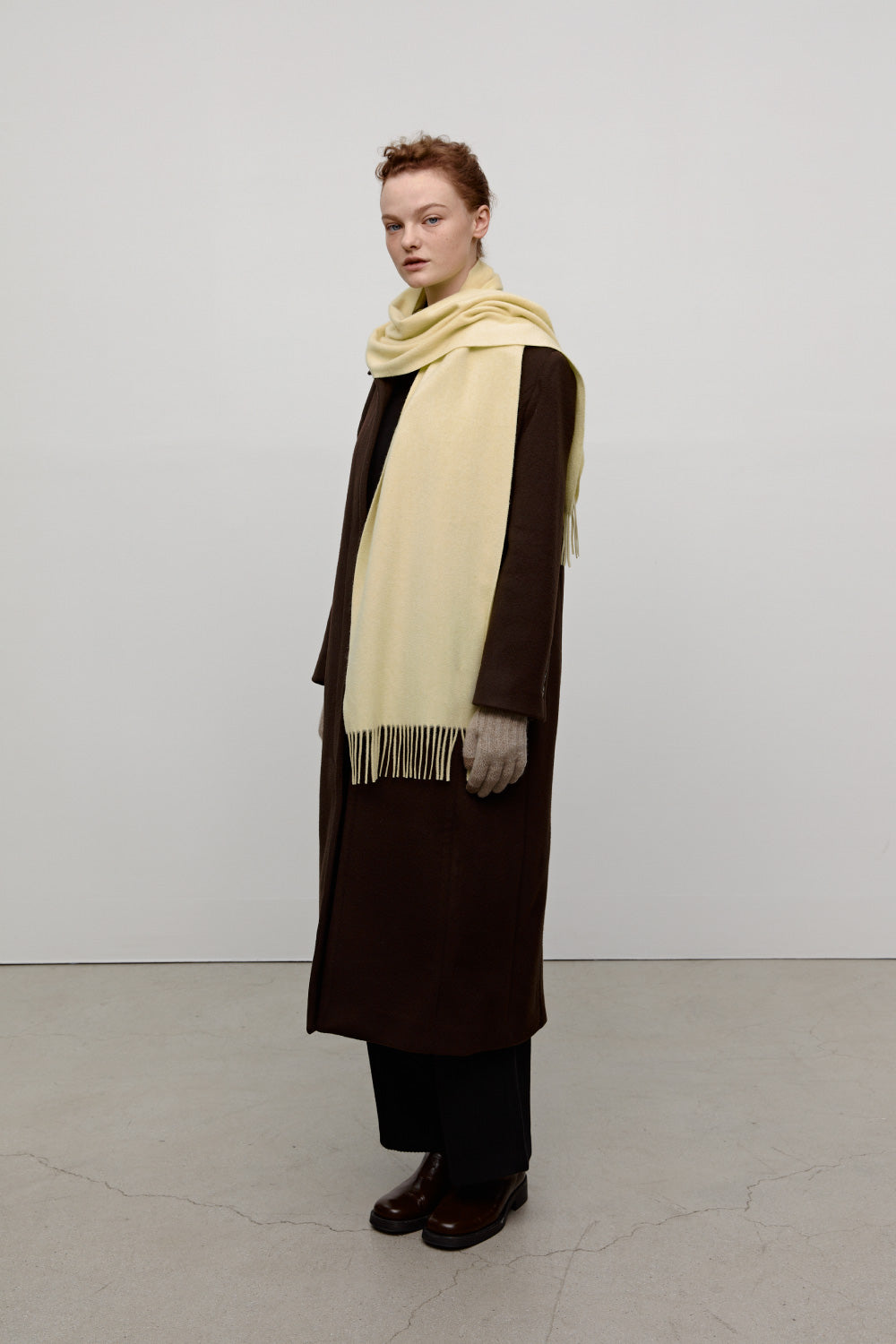 Woven Cashmere Scarf Solid_Lemon