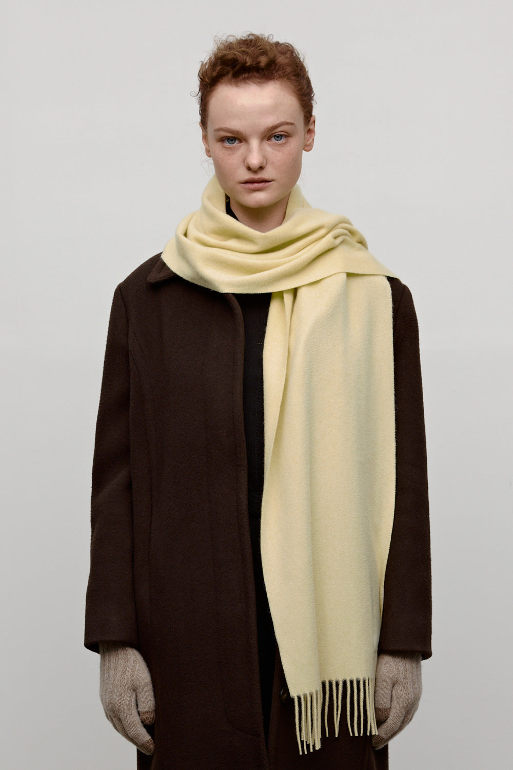 Woven Cashmere Scarf Solid_Lemon