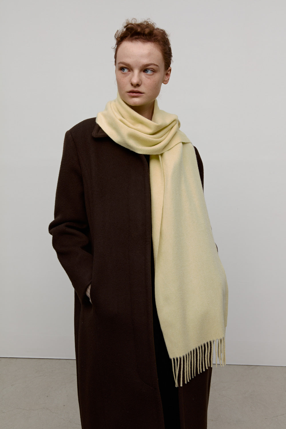 Woven Cashmere Scarf Solid_Lemon