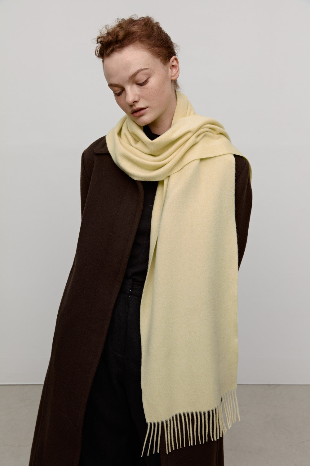 Woven Cashmere Scarf Solid_Lemon