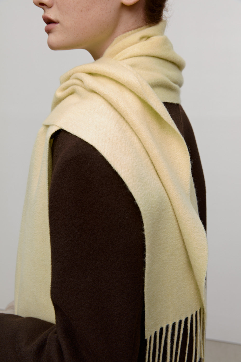 Woven Cashmere Scarf Solid_Lemon