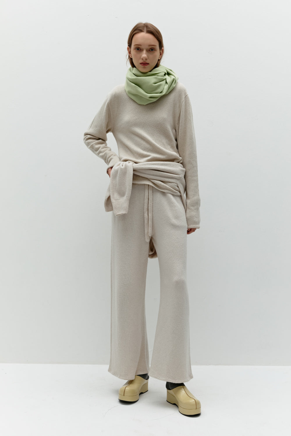 Woven Cashmere Scarf Solid_Light green