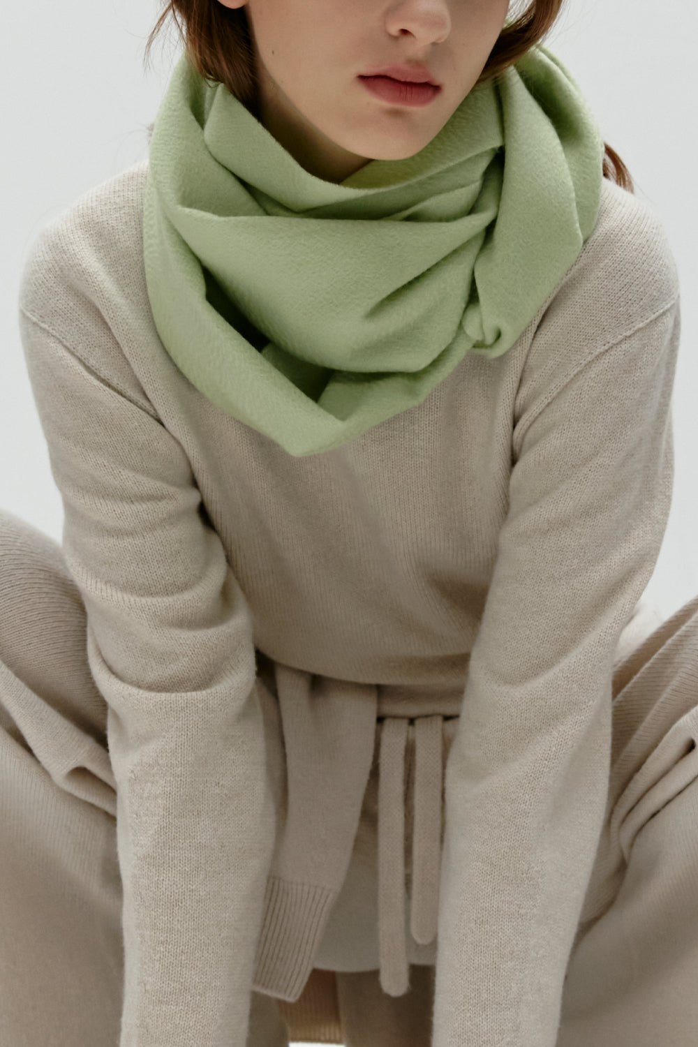 Woven Cashmere Scarf Solid_Light green