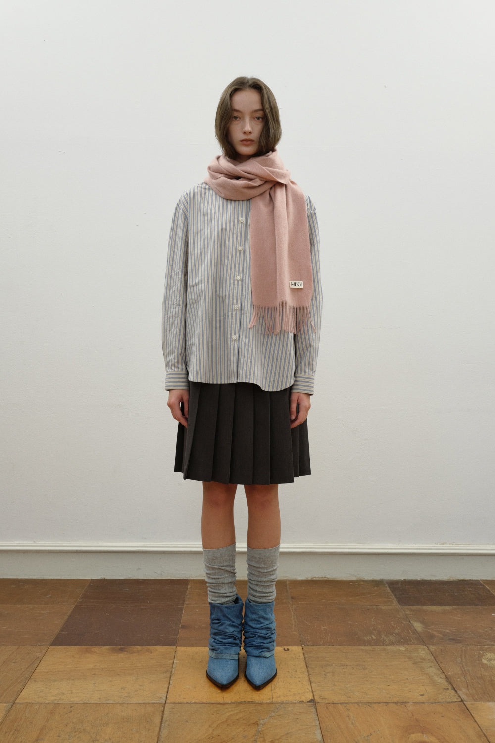 Woven Cashmere Scarf Solid_Rose pink