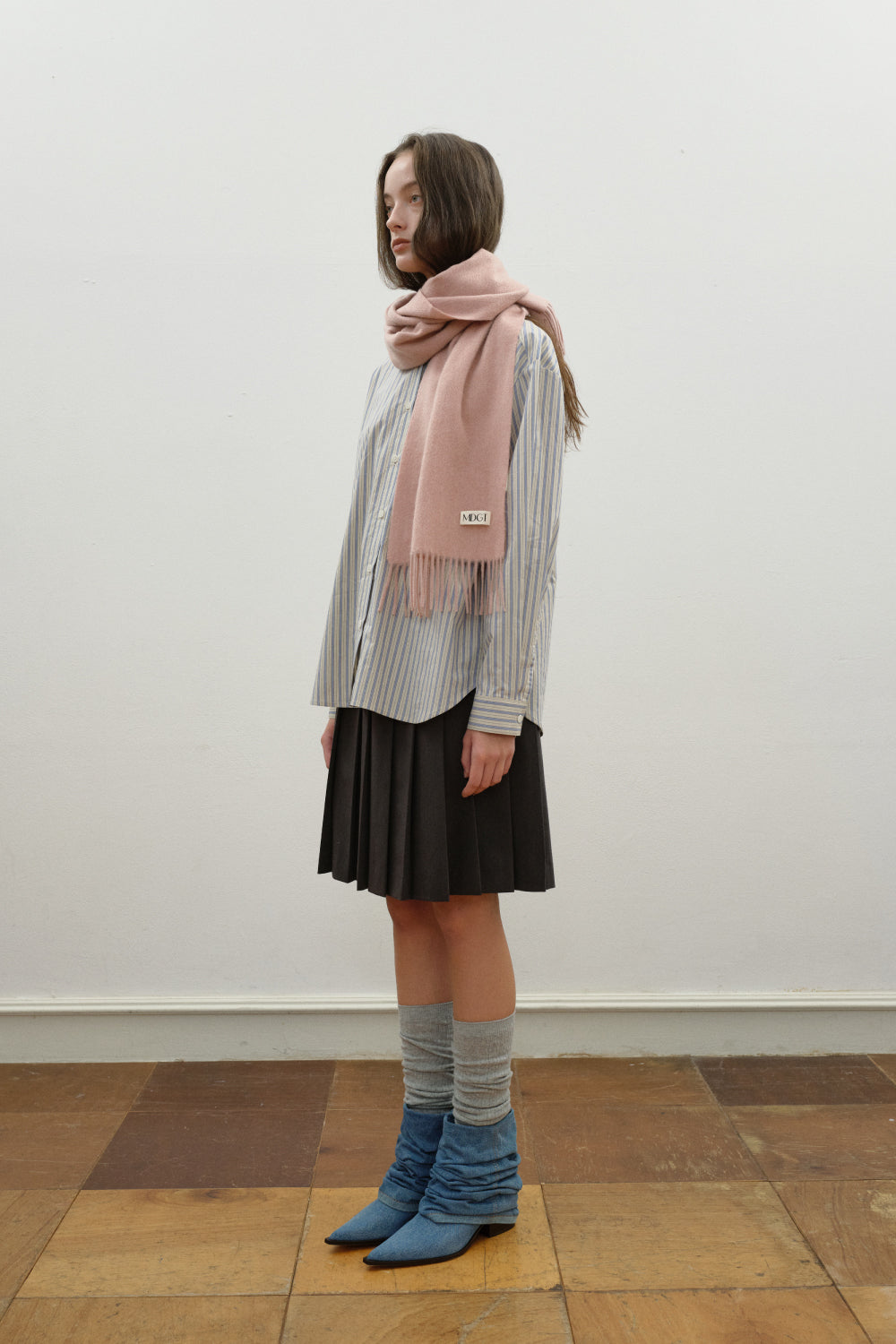 Woven Cashmere Scarf Solid_Rose pink