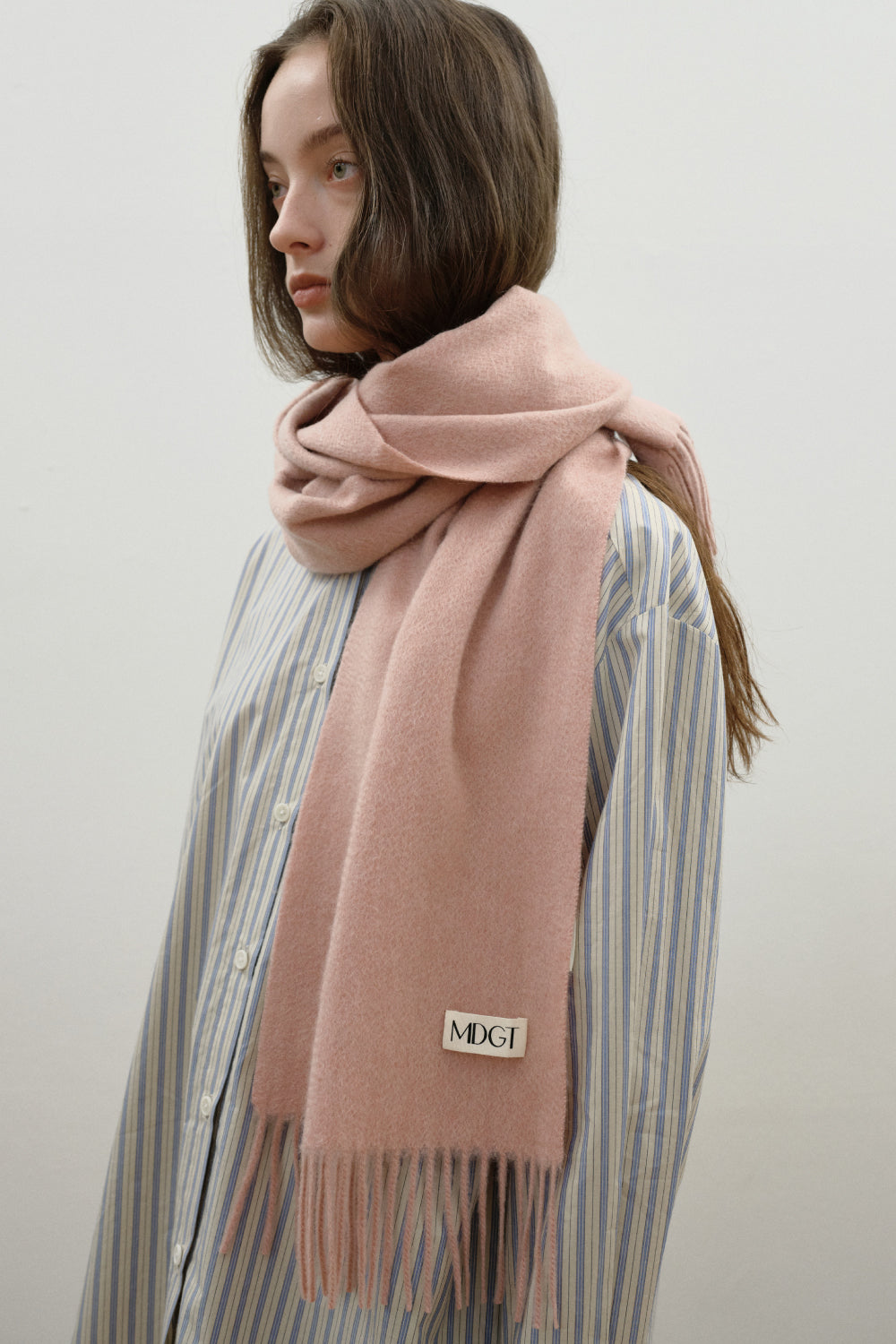 Woven Cashmere Scarf Solid_Rose pink