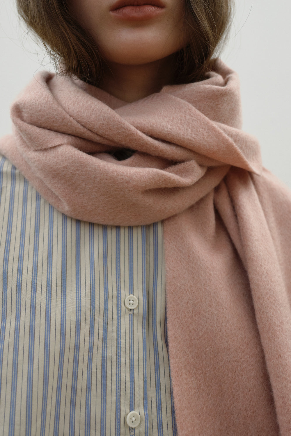 Woven Cashmere Scarf Solid_Rose pink